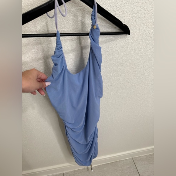 Krista Ruched Halter Back Mini Dress - Picture 2 of 4